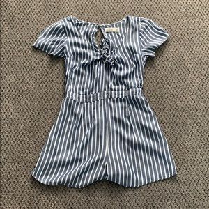 Hollister Blue and White Striped Romper